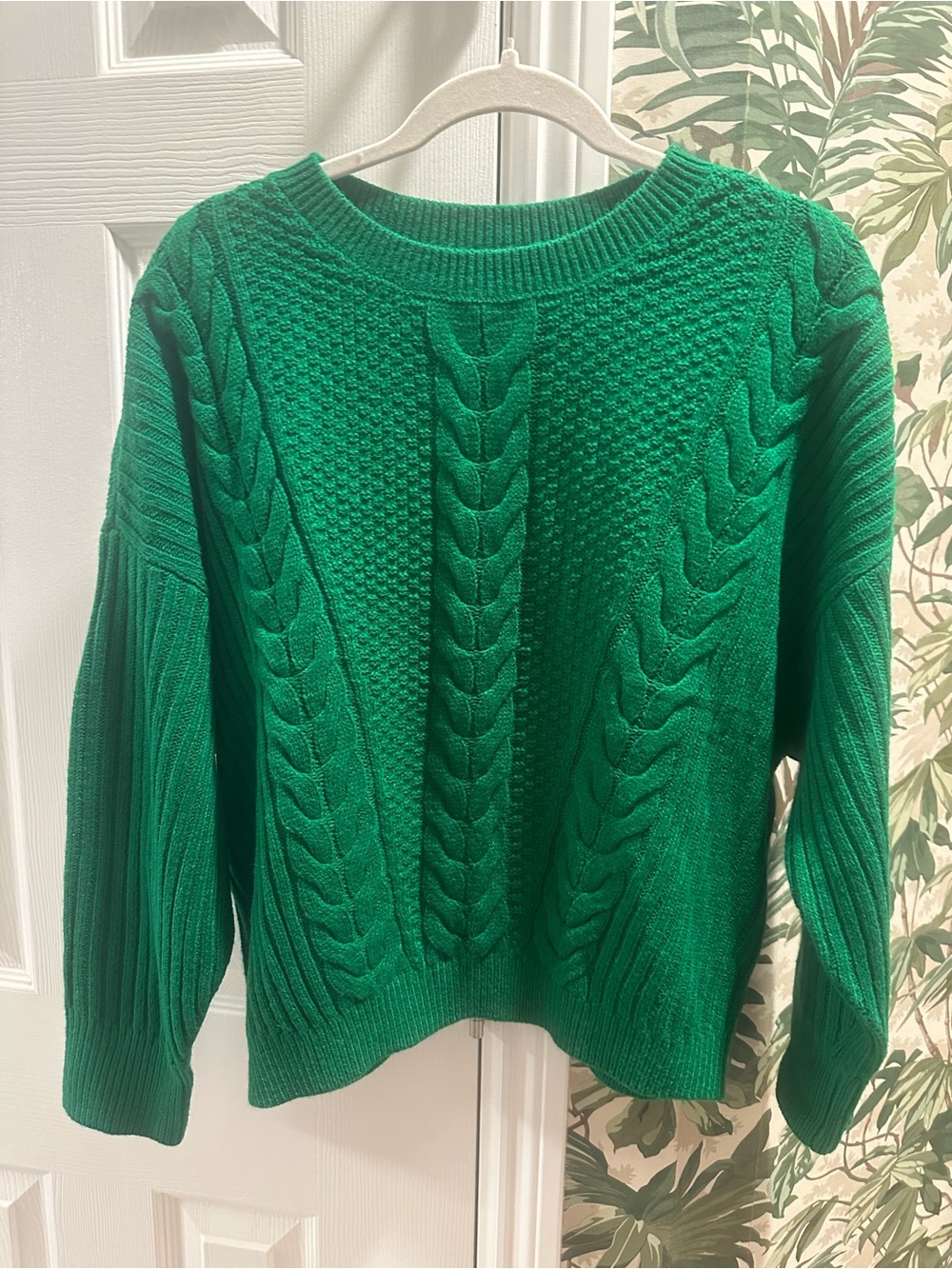 Vintage Tommy Hilfiger Kelly Green Chunky Cable Knit Sweater Medium Oversized